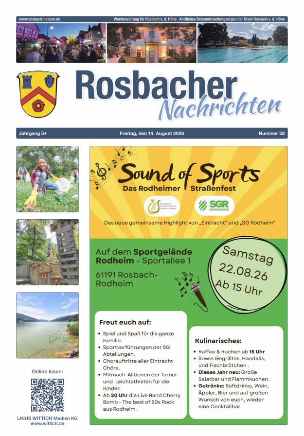Rosbacher Nachrichten Titelblatt 33/2026