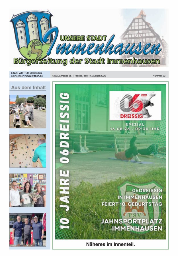 Unsere Stadt Immenhausen Titelblatt 33/2026
