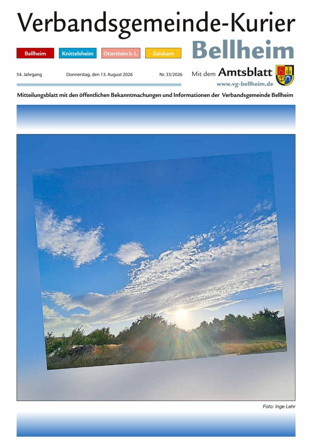 Verbandsgemeinde-Kurier Bellheim Titelblatt 33/2026