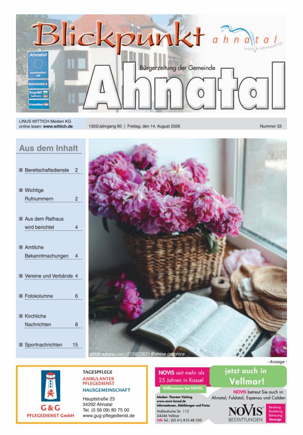 Blickpunkt Ahnatal Titelblatt 33/2026