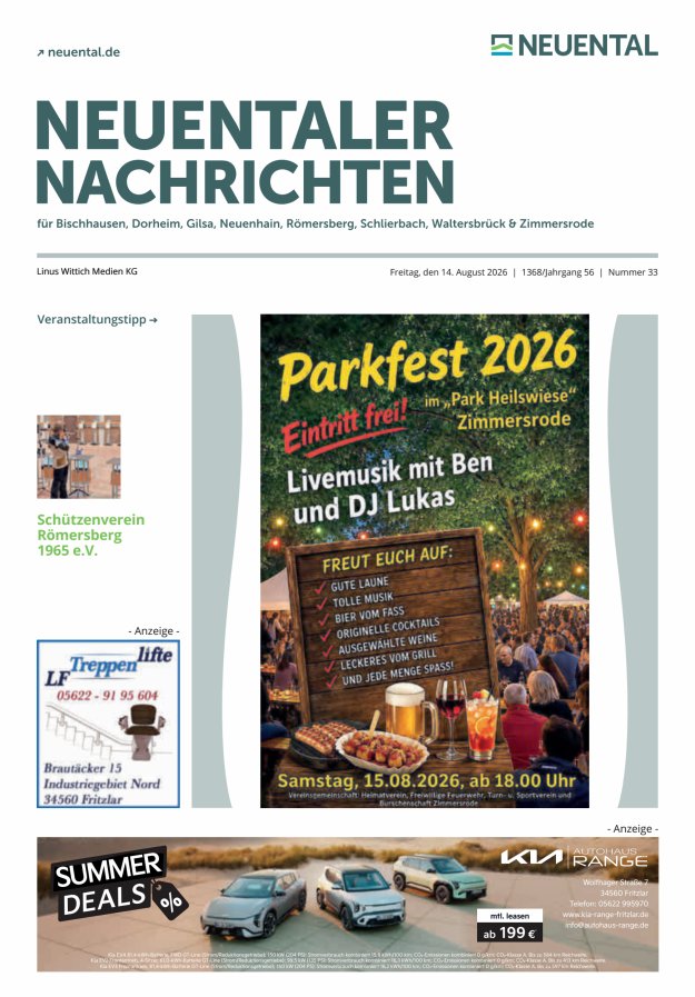 Neuentaler Nachrichten Titelblatt 33/2026