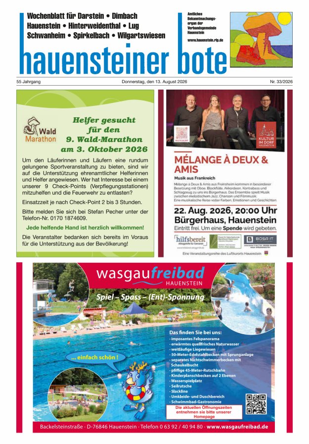 Hauensteiner Bote Titelblatt 33/2026