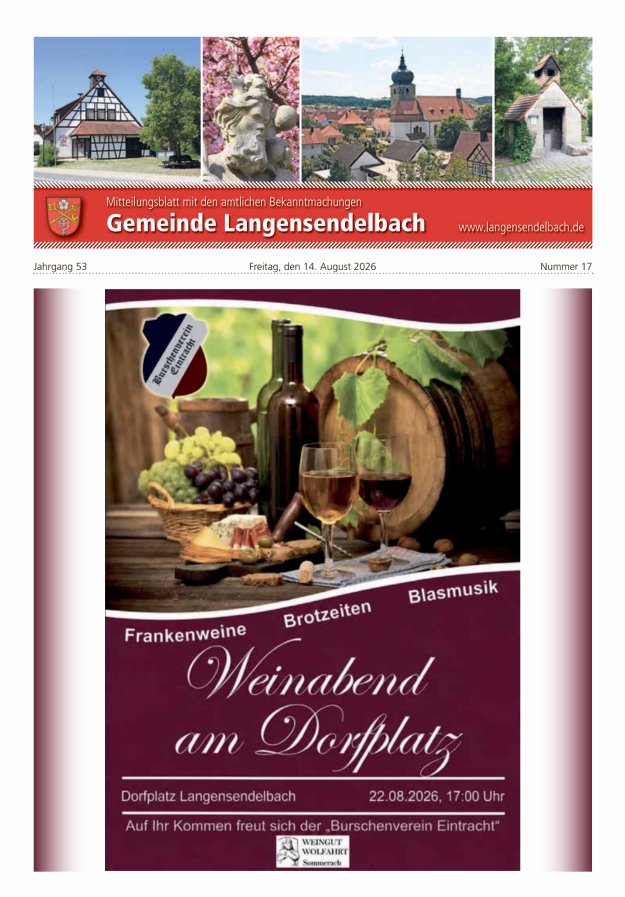 Mitteilungsblatt - Gemeinde Langensendelbach Titelblatt 17/2026