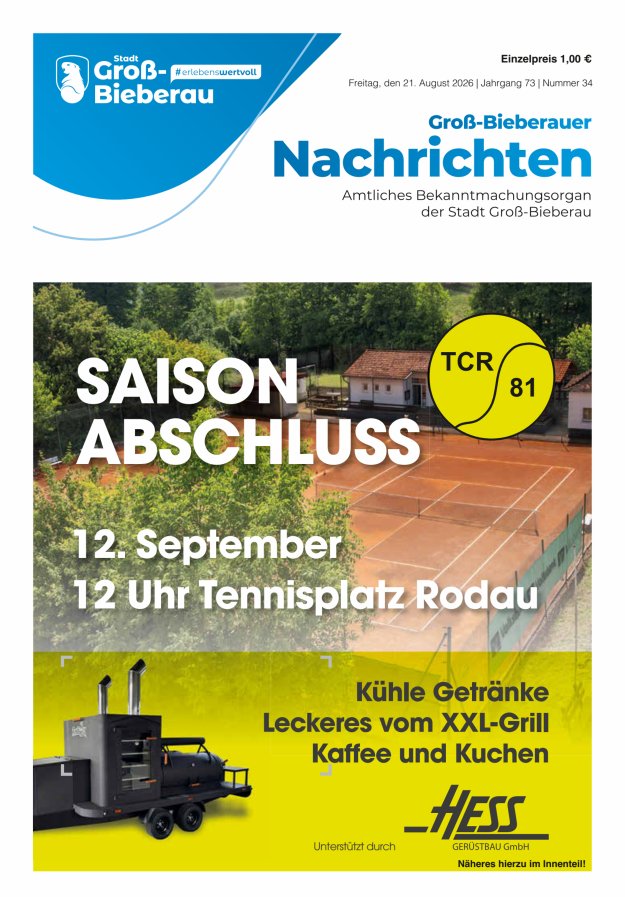 Groß-Bieberauer Nachrichten Titelblatt 34/2026