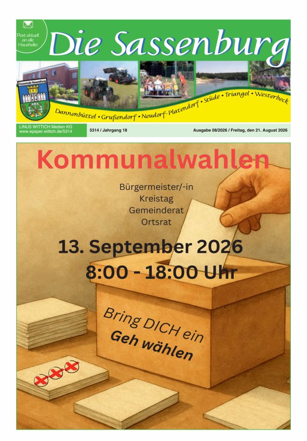 Die Sassenburg Titelblatt 08/2026