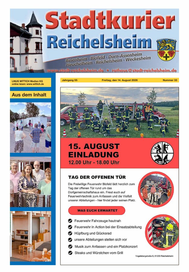 Stadtkurier Reichelsheim Titelblatt 33/2026