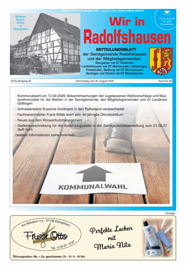 Wir in Radolfshausen Titelblatt 08/2026