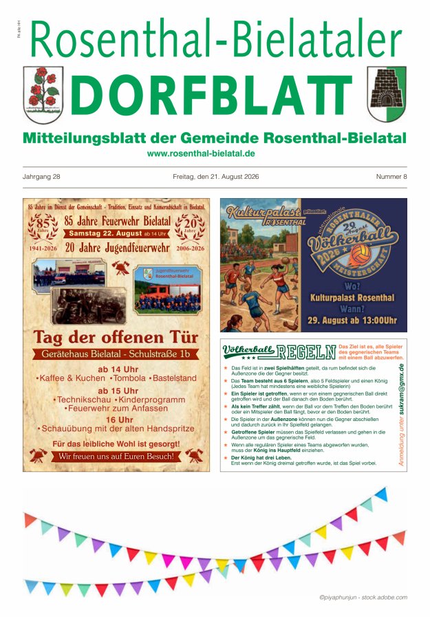 Rosenthal-Bielataler Dorfblatt Titelblatt 08/2026
