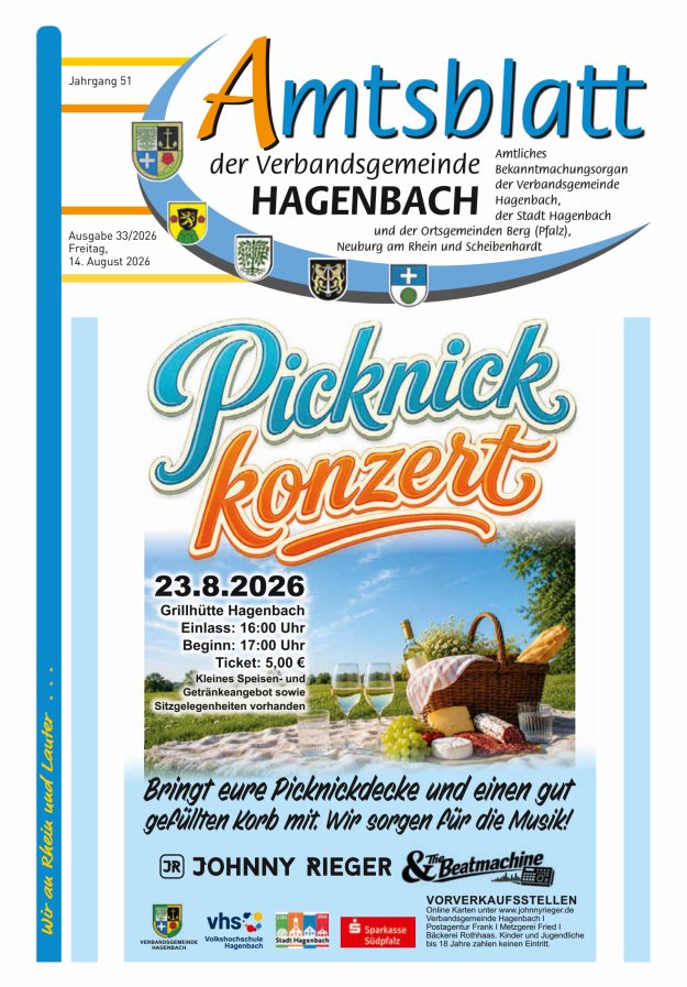 Amtsblatt der VG Hagenbach Titelblatt 33/2026