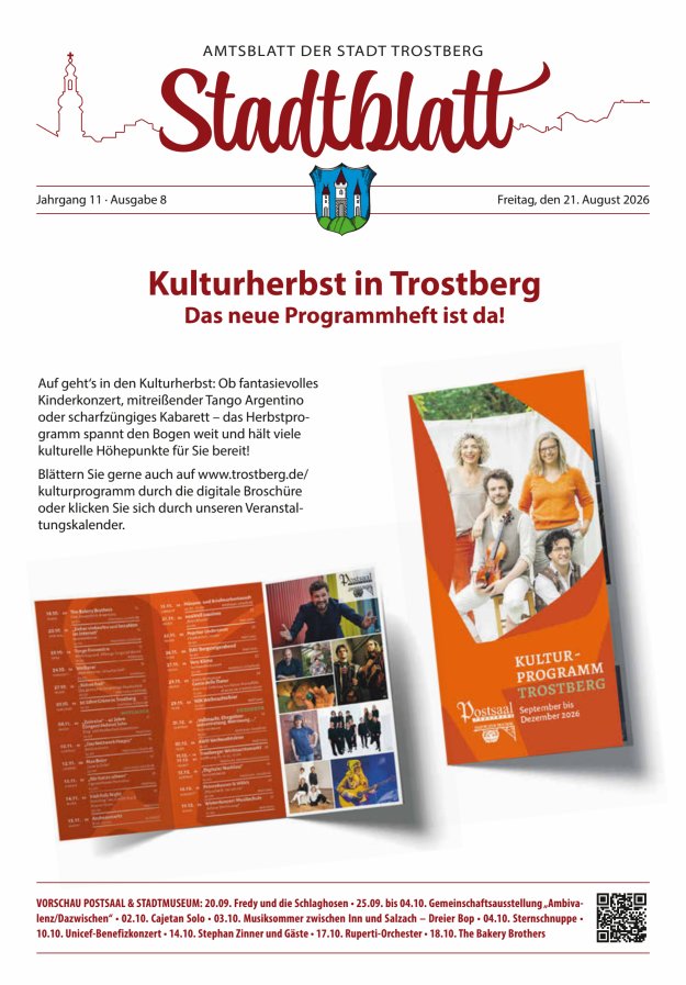 Stadtblatt Trostberg an der Alz Titelblatt 08/2026