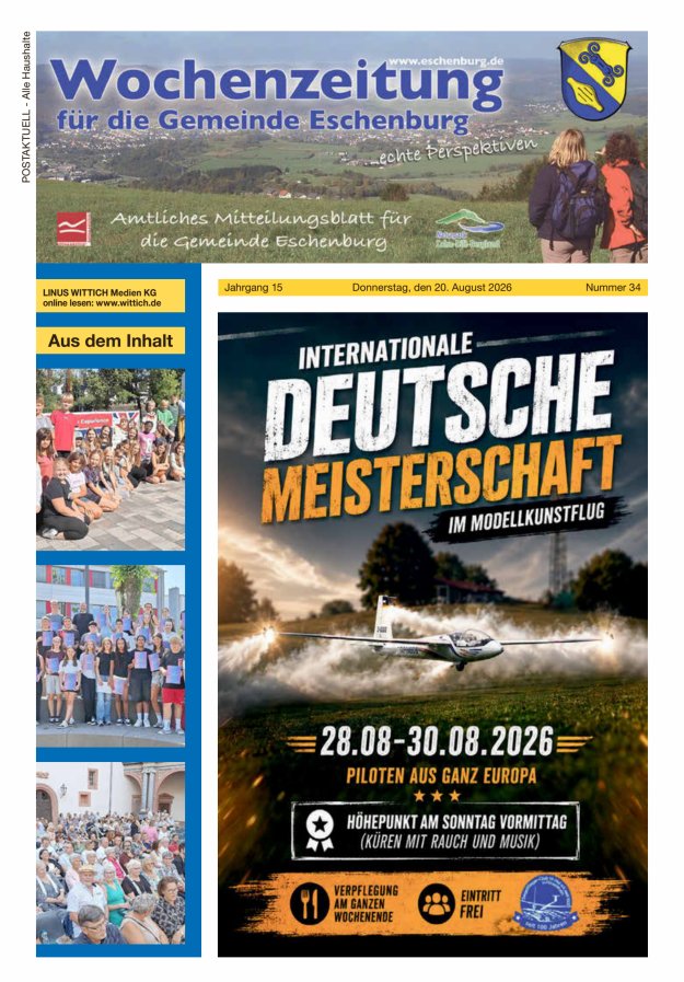 Wochenzeitung für die Gemeinde Eschenburg Titelblatt 34/2026