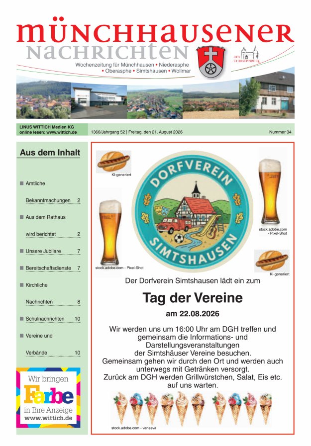 Münchhausener Nachrichten Titelblatt 34/2026