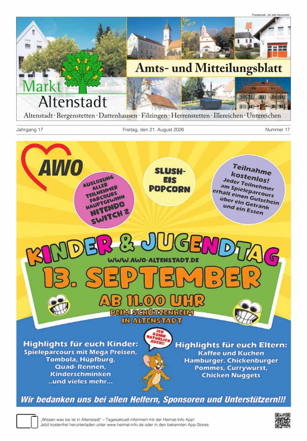 Amts- und Mitteilungsblatt des Marktes Altenstadt Titelblatt 17/2026