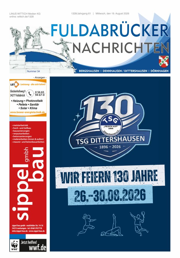 Fuldabrücker Nachrichten Titelblatt 34/2026