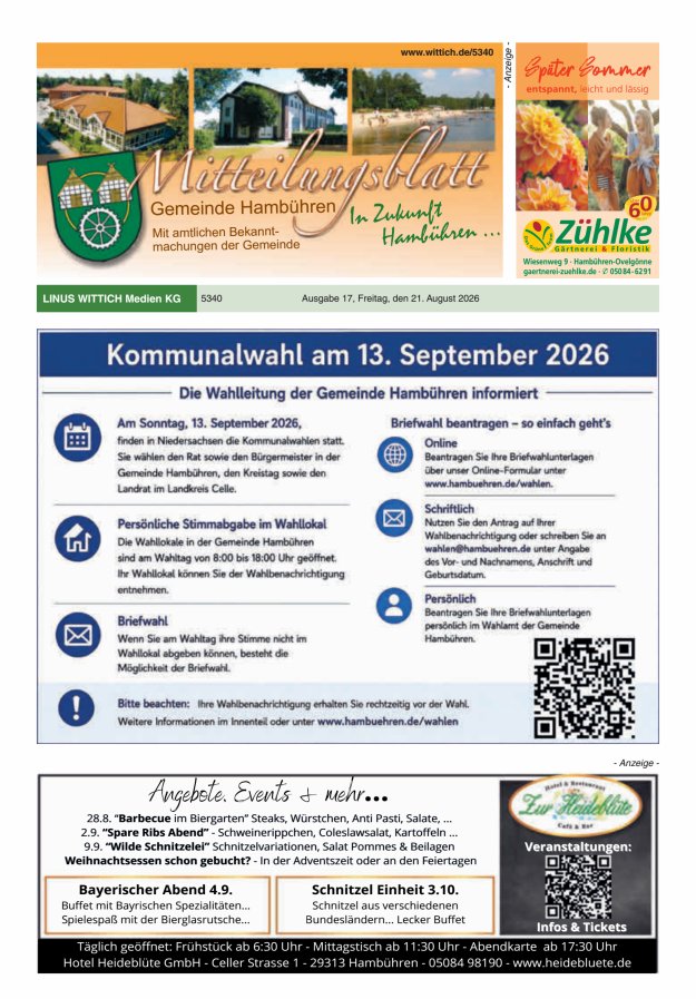 Mitteilungsblatt der Gemeinde Hambühren Titelblatt 17/2026