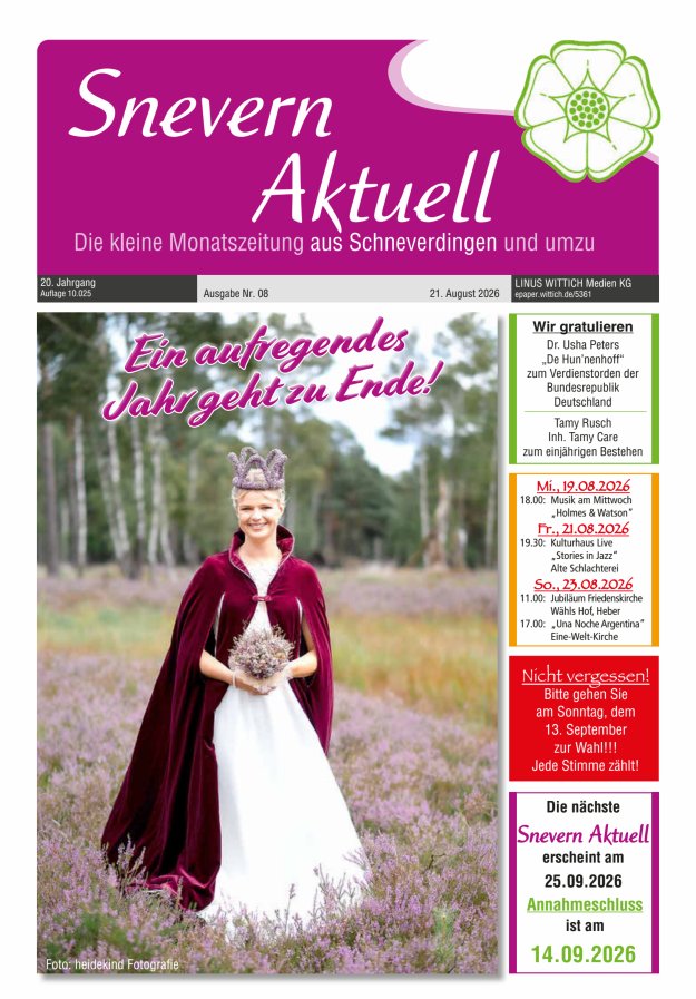 Snevern Aktuell Titelblatt 08/2026