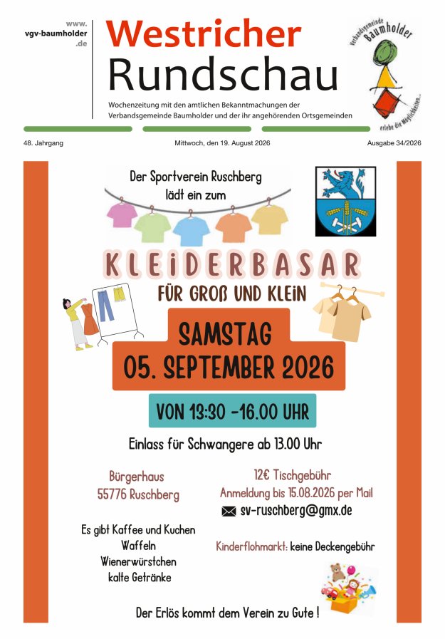 Westricher Rundschau VG Baumholder Titelblatt 34/2026