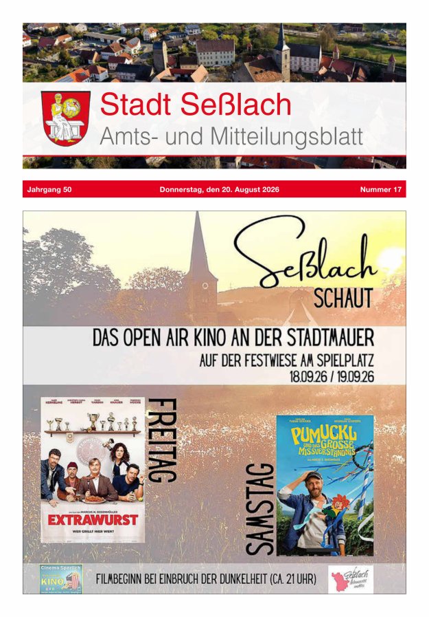 Amts- und Mitteilungsblatt Stadt Seßlach Titelblatt 17/2026