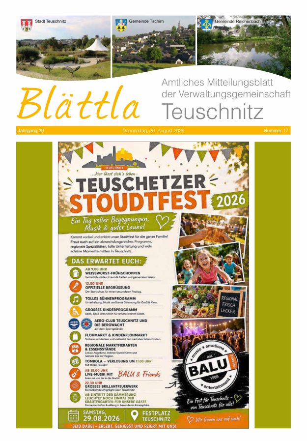 VG-Nachrichten Teuschnitz Titelblatt 17/2026