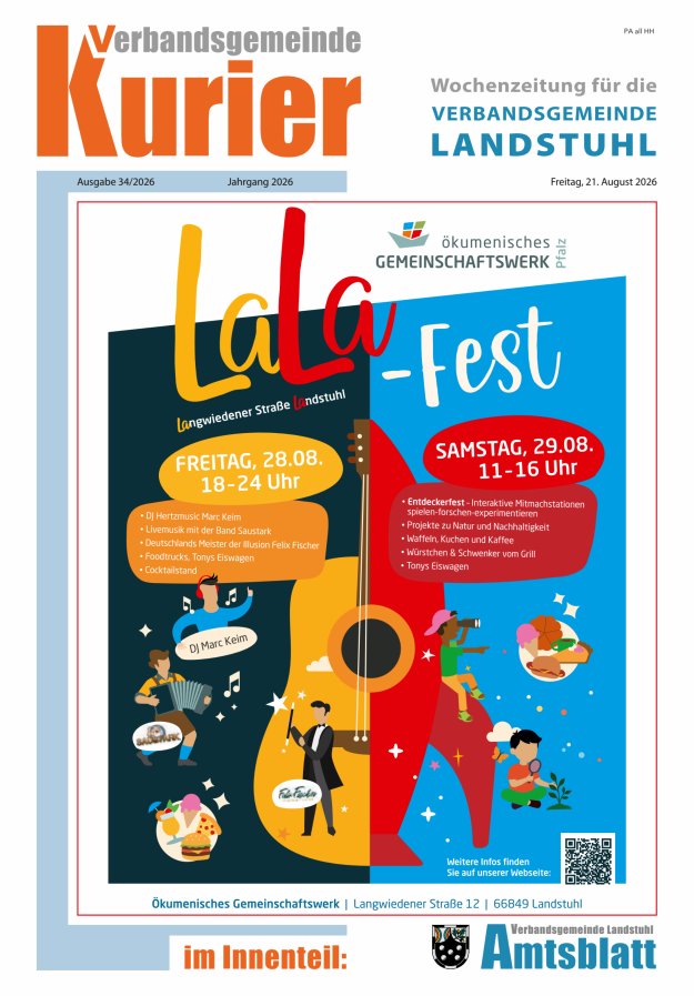 Verbandsgemeinde Kurier Landstuhl Titelblatt 34/2026