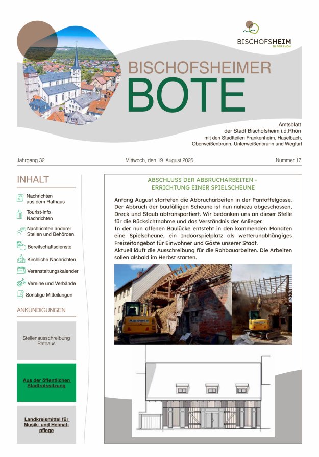 Bischofsheimer Bote Titelblatt 17/2026