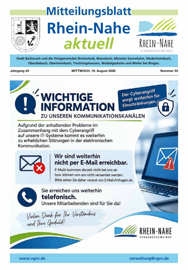 Rhein-Nahe aktuell Titelblatt 34/2026