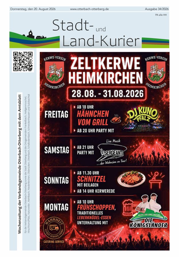 Stadt- und Land-Kurier Otterbach-Otterberg Titelblatt 34/2026