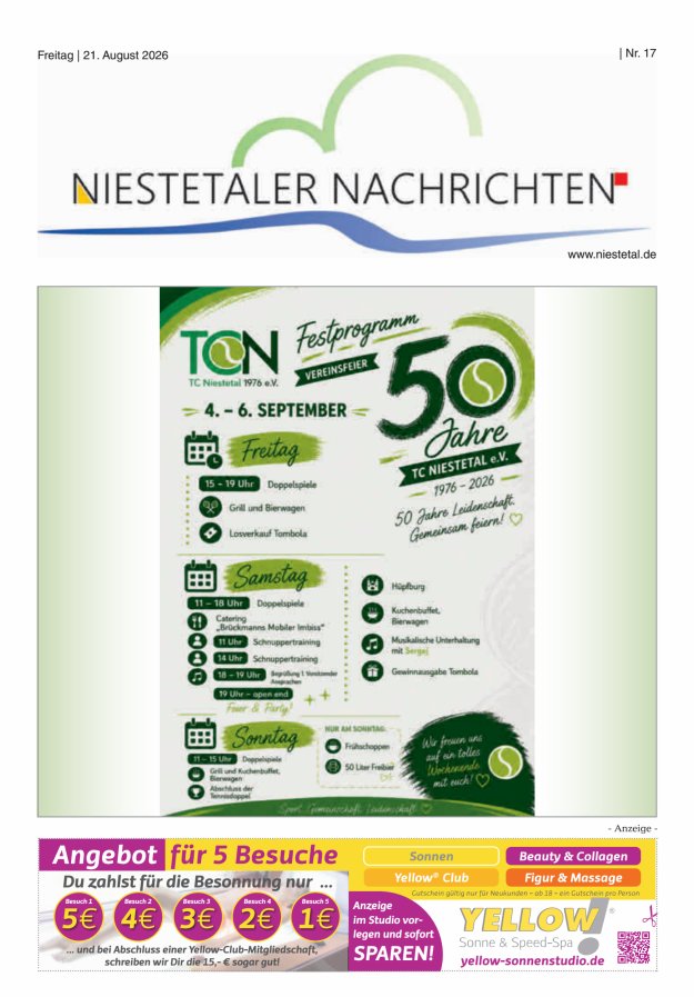 Niestetaler Nachrichten Titelblatt 17/2026