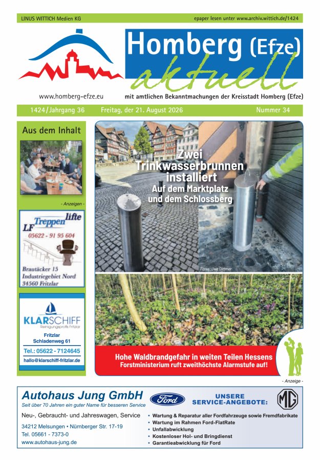 Homberg Efze aktuell Titelblatt 34/2026