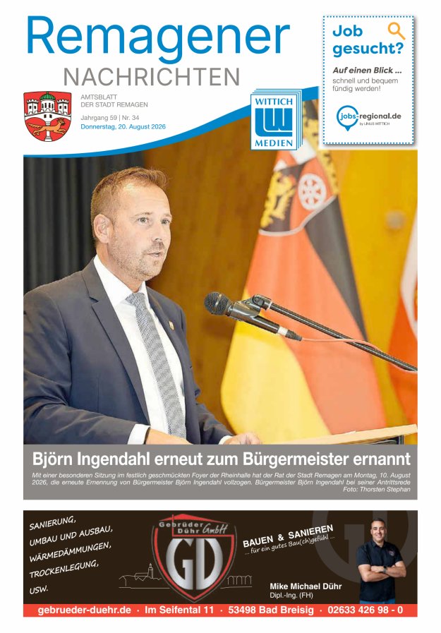 Remagener Nachrichten Titelblatt 34/2026