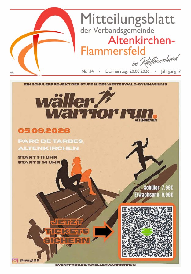 Mitteilungsblatt Verbandsgemeinde Altenkirchen-Flammersfeld Titelblatt 34/2026