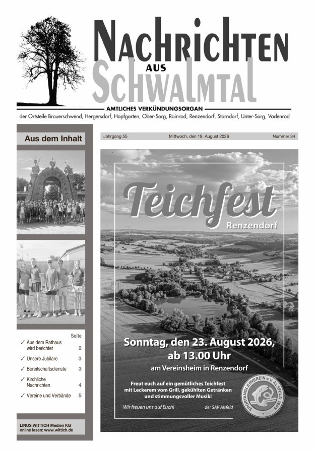 Nachrichten aus Schwalmtal Titelblatt 34/2026