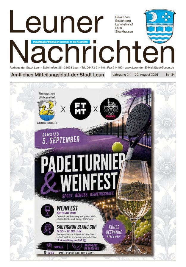 Leuner Nachrichten Titelblatt 34/2026