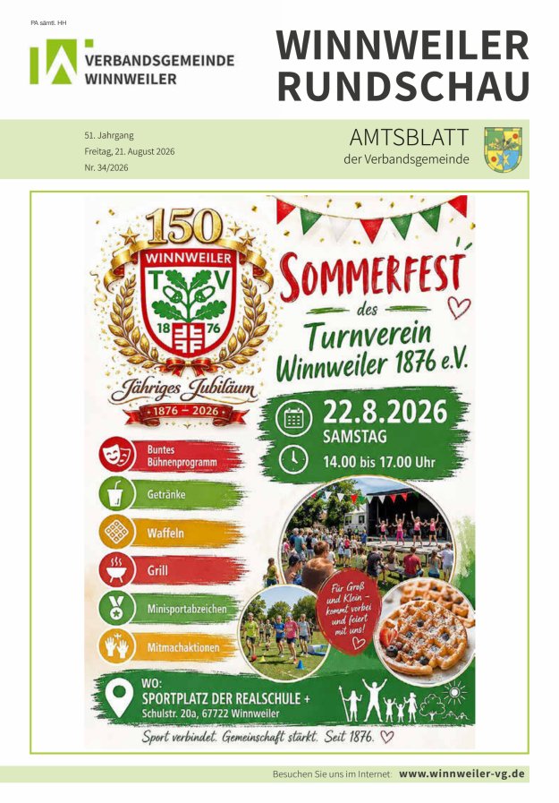 Winnweiler Rundschau Titelblatt 34/2026