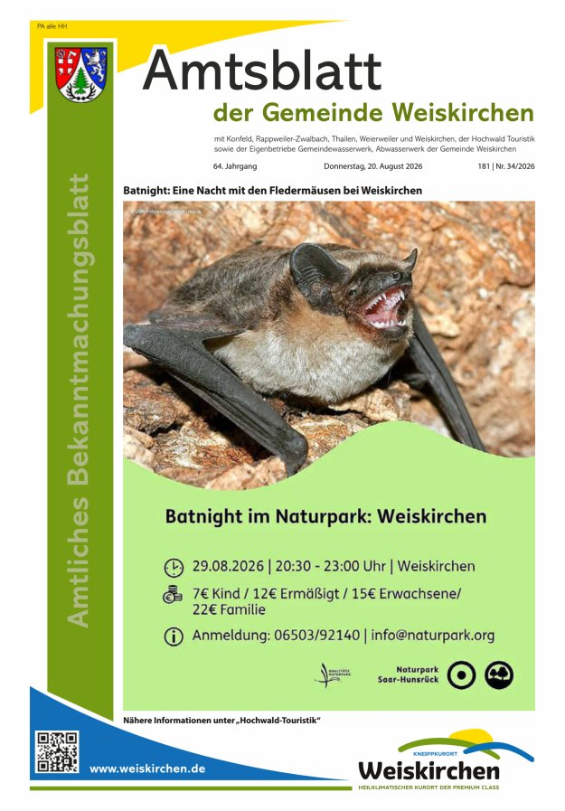 Amtliches Bekanntmachungsblatt der Gemeinde Weiskirchen Titelblatt 34/2026