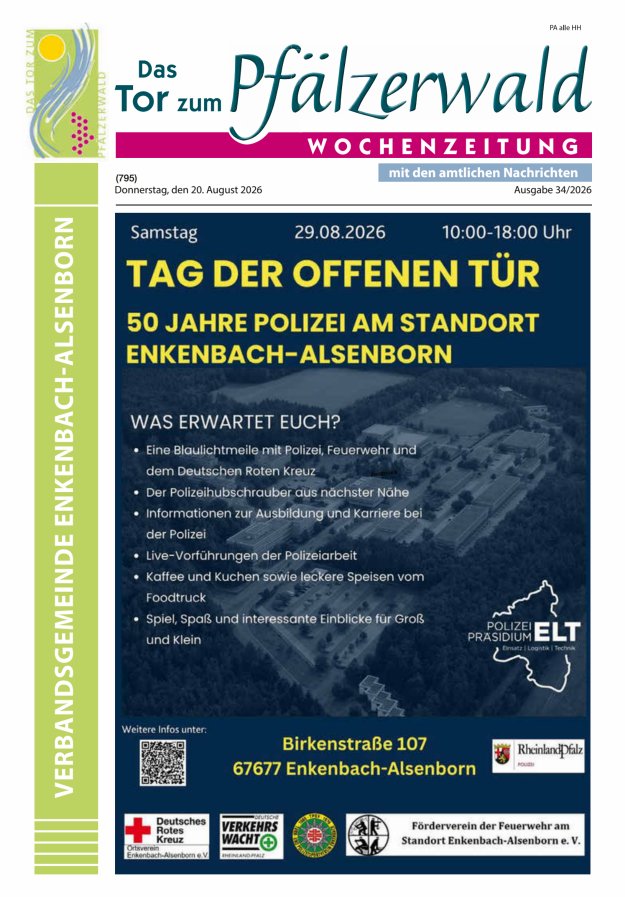 Das Tor zum Pfälzer Wald - VG Enkenbach-Alsenborn Titelblatt 34/2026