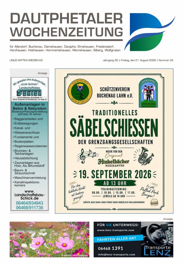 Dautphetaler Wochenzeitung Titelblatt 34/2026
