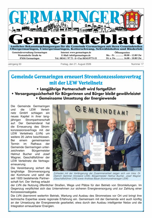 Germaringer Gemeindeblatt Titelblatt 17/2026