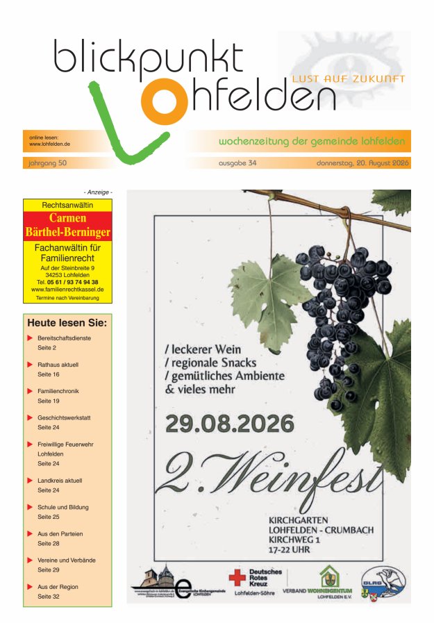 Blickpunkt Lohfelden Titelblatt 34/2026