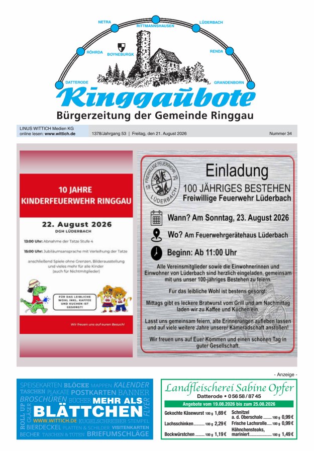 Ringgaubote Titelblatt 34/2026