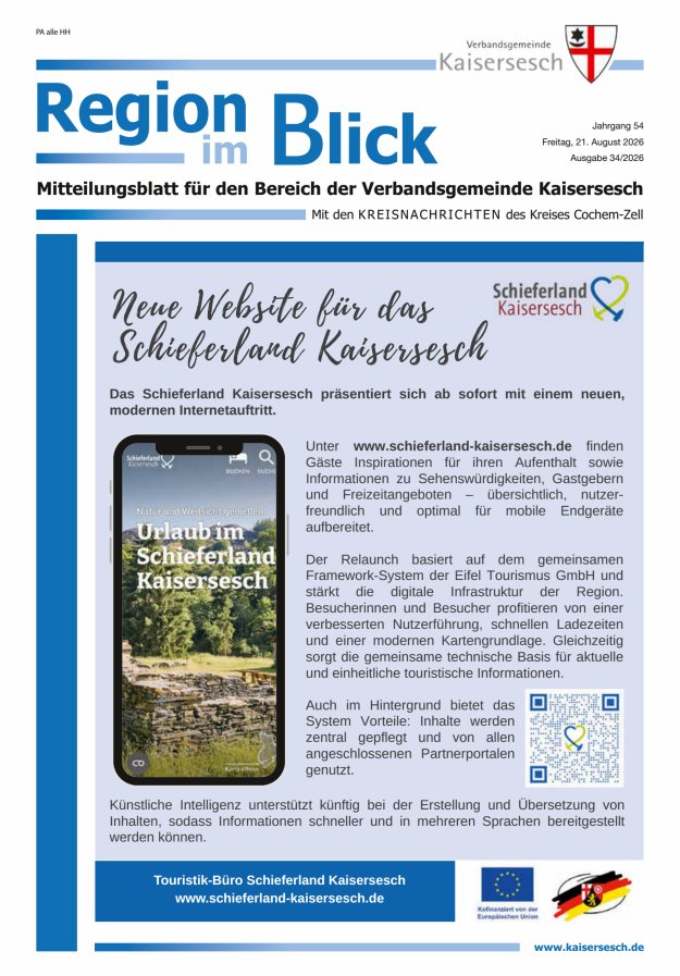 Region im Blick VG Kaisersesch Titelblatt 34/2026