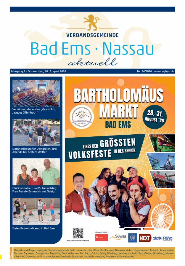 Bad Ems-Nassau aktuell Ausgabe Nassau Titelblatt 33/2026