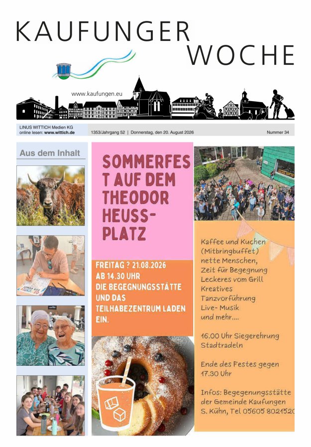 Kaufunger Woche Titelblatt 34/2026