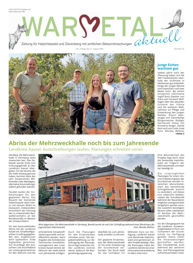 Warmetal aktuell (Habichtswald + Zierenberg) Titelblatt 34/2026