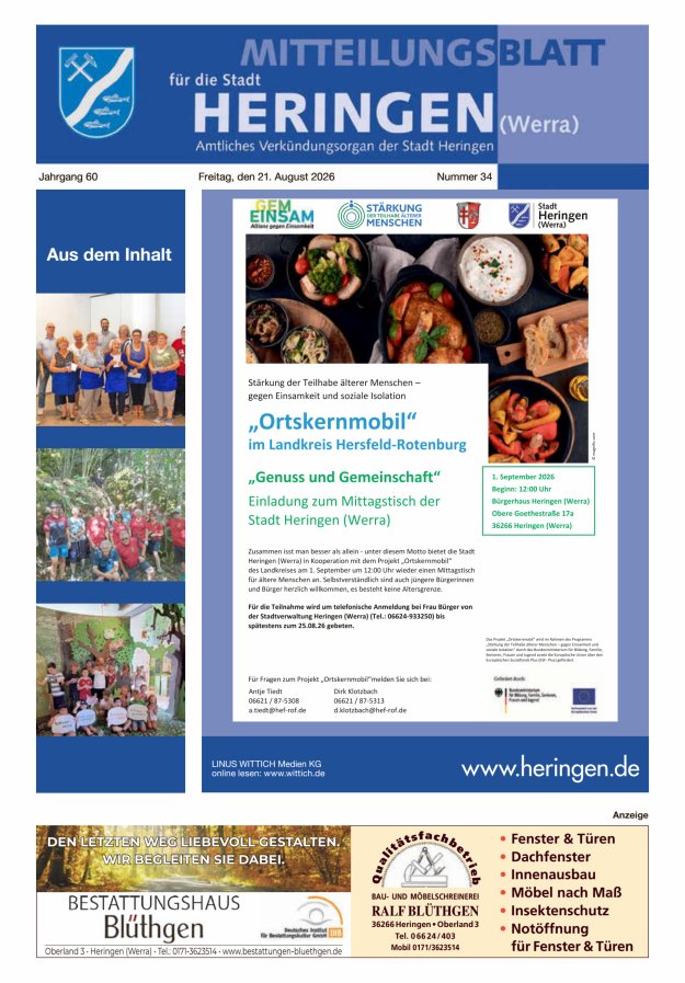Mitteilungsblatt Heringen Titelblatt 34/2026