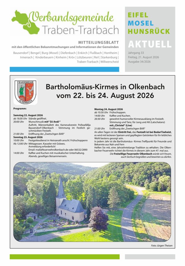 Eifel-Mosel-Hunsrück aktuell VG Traben-Trarbach Titelblatt 34/2026