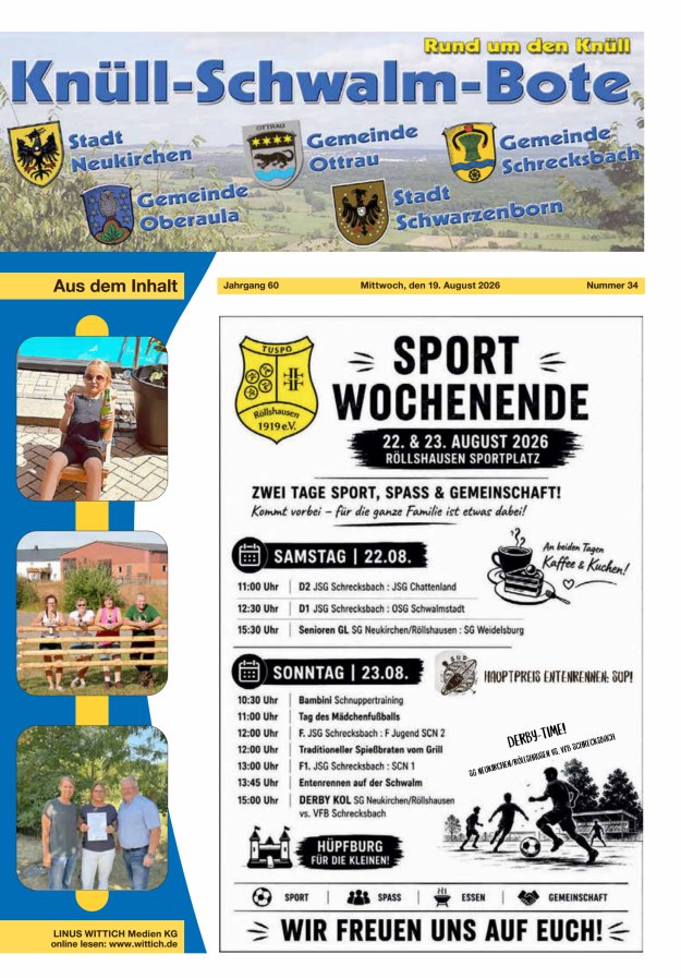 Knüll-Schwalm-Bote Titelblatt 34/2026
