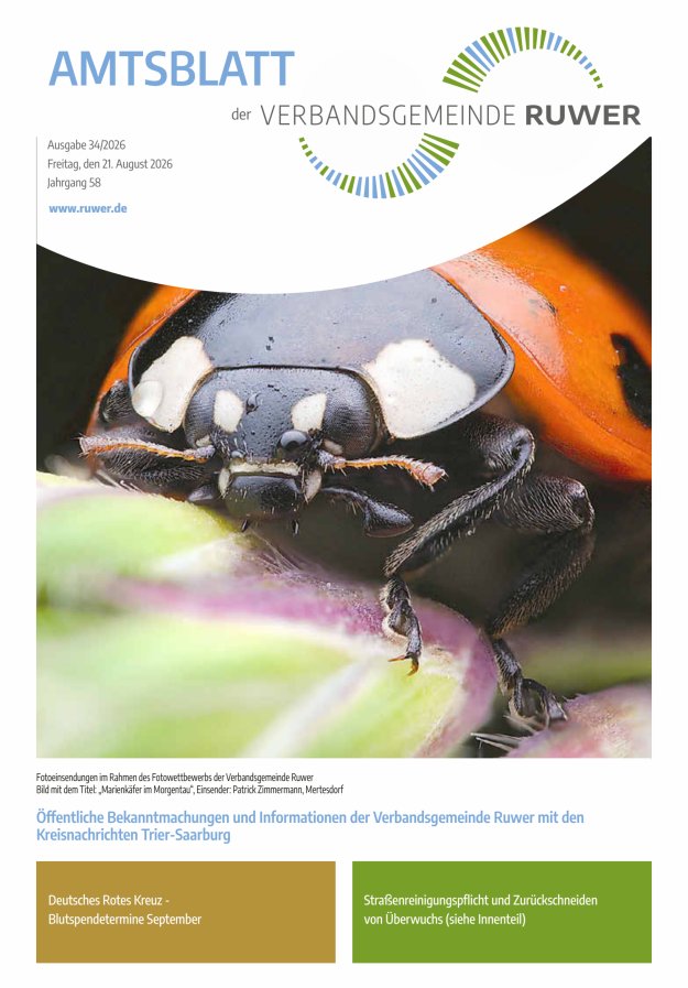 Amtsblatt VG Ruwer Titelblatt 34/2026