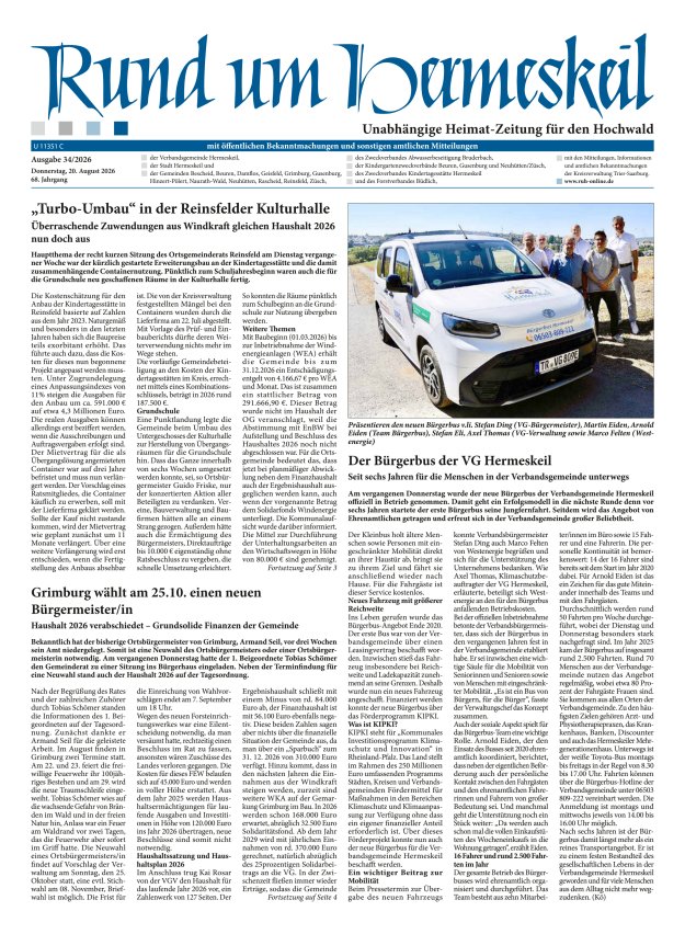 Rund um Hermeskeil Titelblatt 34/2026