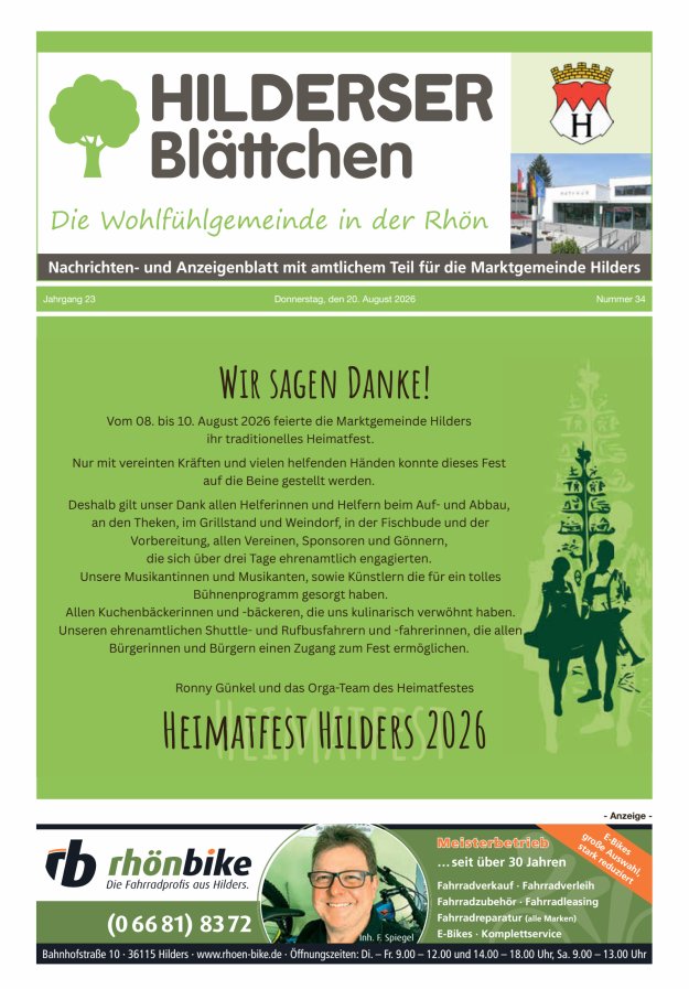 Hilderser Blättchen Titelblatt 34/2026
